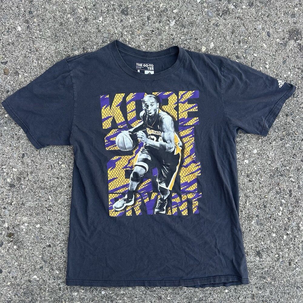 Adidas Kobe Bryant Shirt Men’s Large Graphic Print Black Faded Y2K Rare Lakers